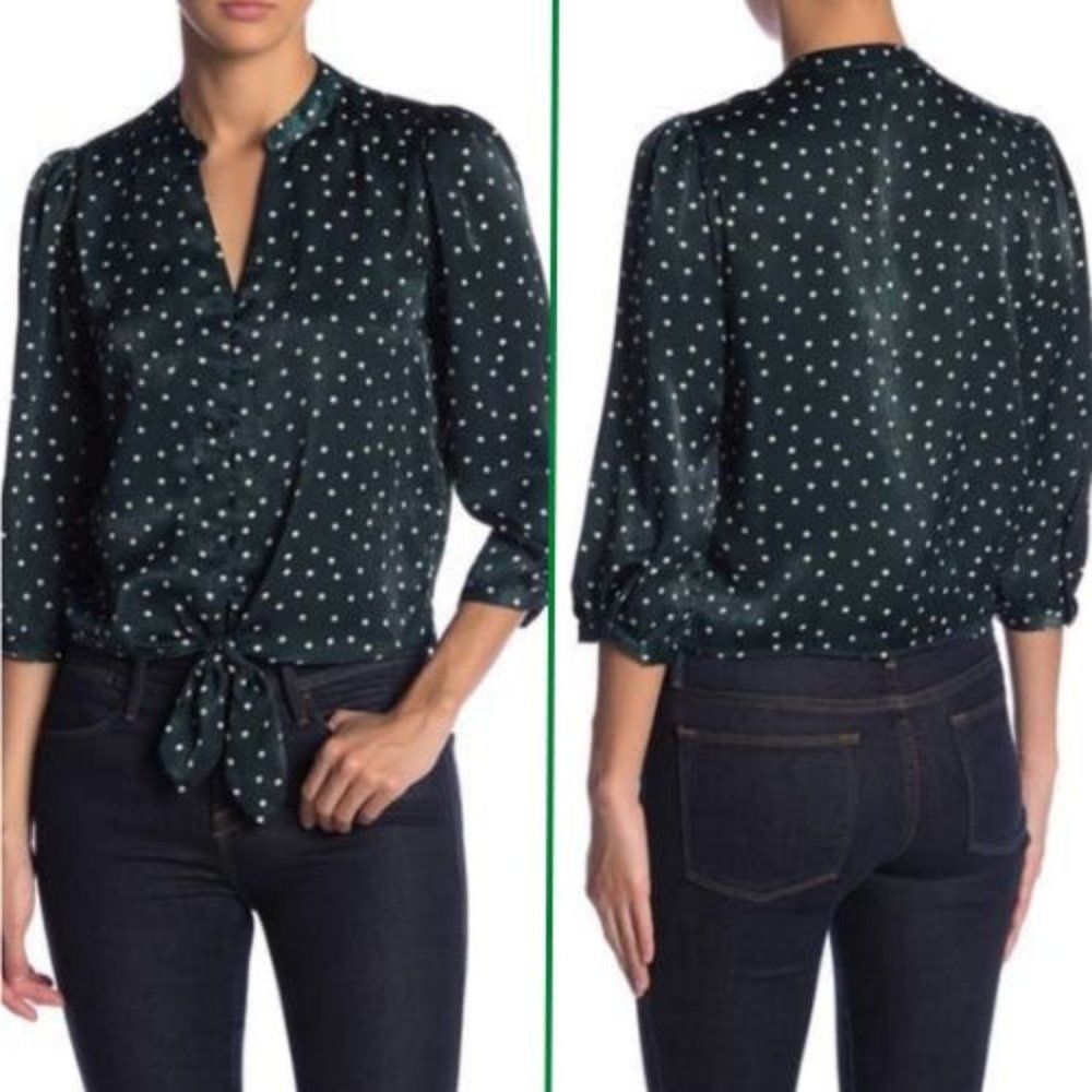 NWT Elodie Button Front Tie Blouse | L